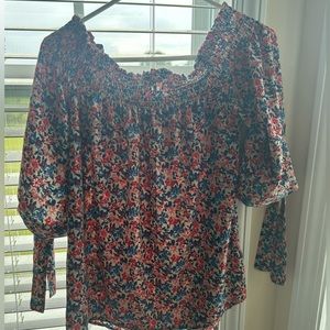 Flower off shoulder shirt